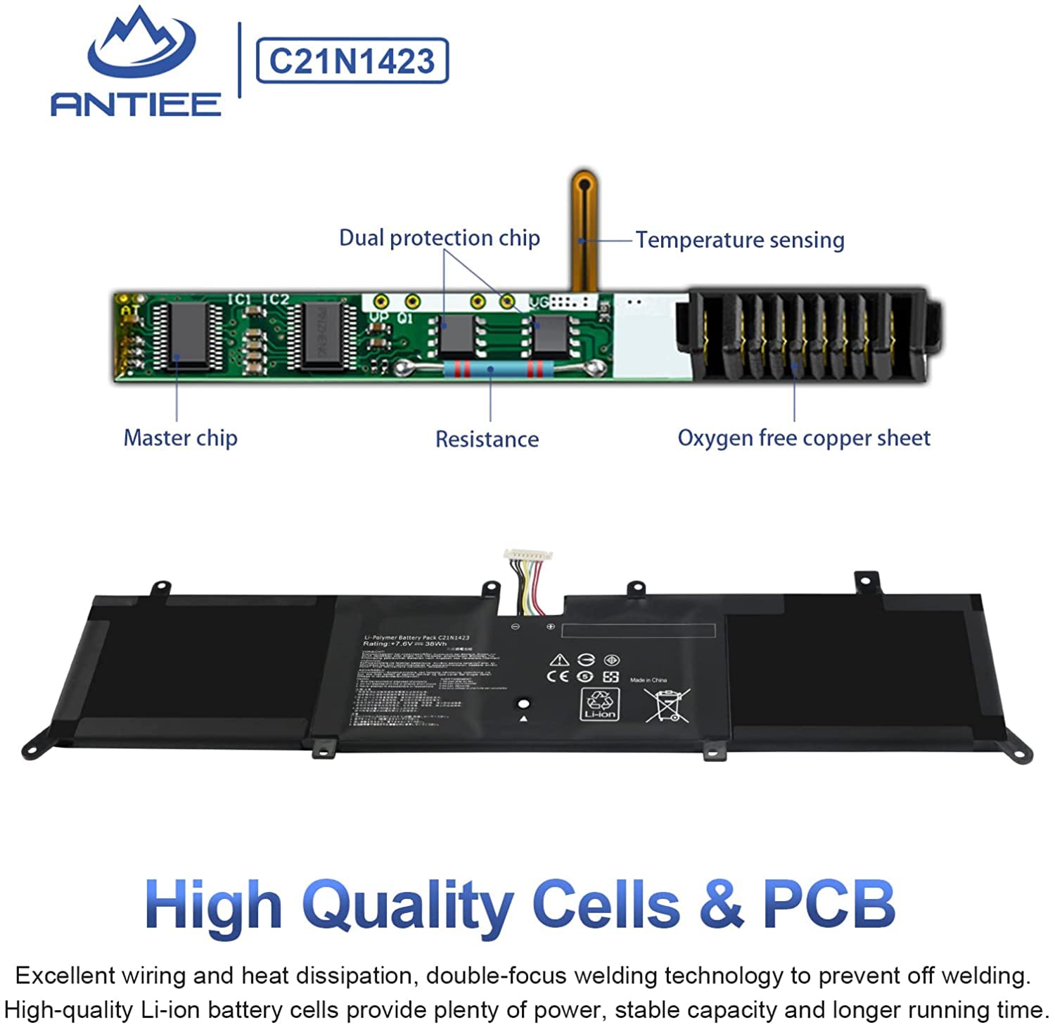 ANTIEE C21N1423 Bateria do ASUS X302 X302L X302LJ X302UA X302UJ X302UV F302LA F302LJ F302U F302UA P2320LA P2320UA R301LA 1LJ R301UA R301UV ZenBook P302LA P302LJ P302UA P302UJ P302UV