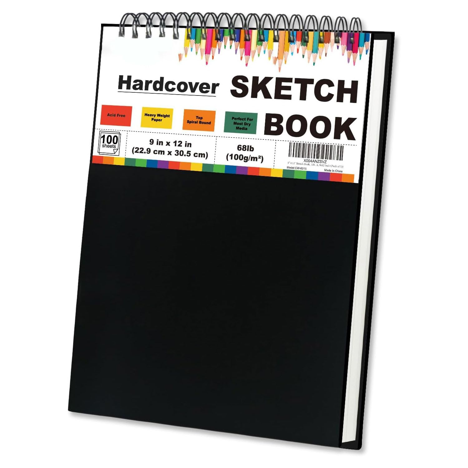 Briartw Lined Spiral Journal Notebook for Women & Men, College Ruled Hardcover Notebook for Work & Note Taking, Journals for Writing, (12" x 9") - Black