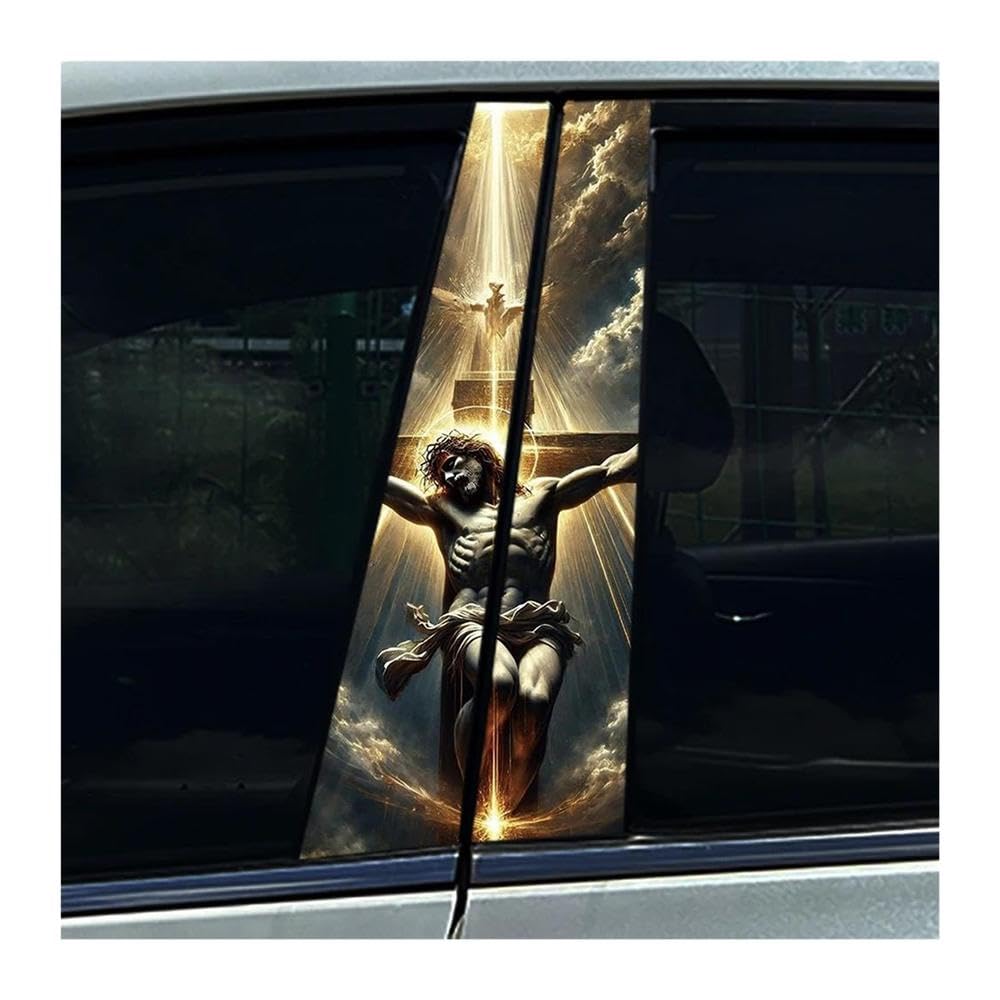 Body Parts 2PCS Car B Pillar Protective Film Decoration Christian Jesus Car Center Pillar Sticker(F)