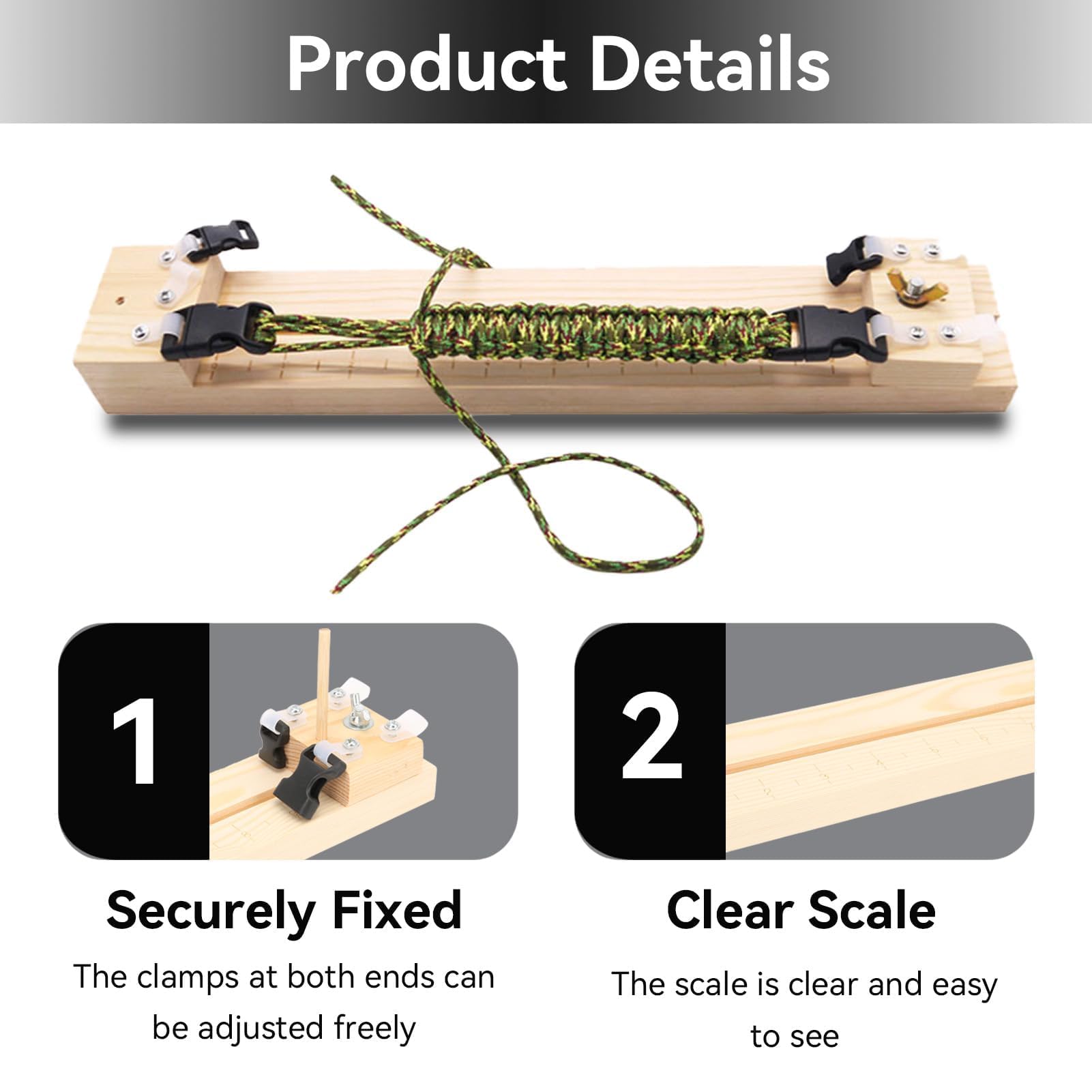 Set Braccialetto Fai Da Te Paracord, Strumento Braccialetto Maker in Legno Bracciale in Paracord Tessitore Telaio Intrecciato Aghi in Paracord Combinazione per Maglieria