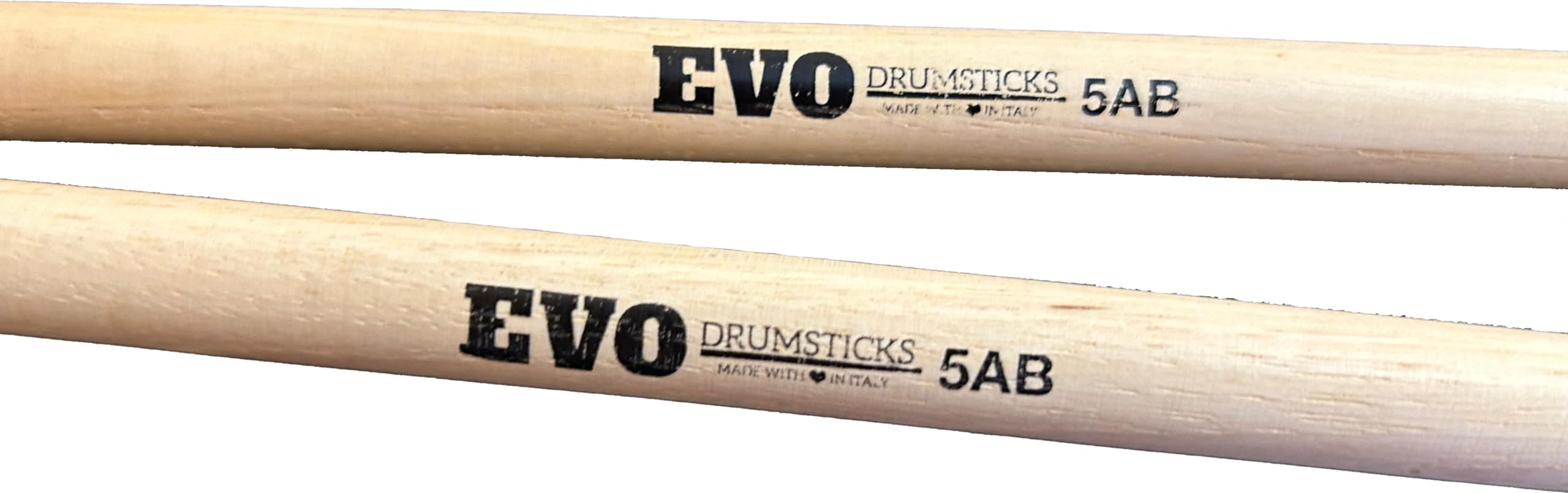 Bacchette per batteria professionali modello 5AB in hickory, noce americano con punta in legno, punta a ghianda, legno a stagionatura naturale, made in Italy - 6 pair pack