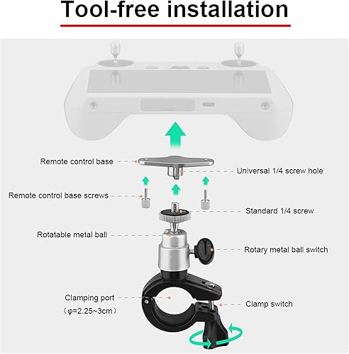 Miniatura 5 de ZWLLKJGS Base de montaje de bicicleta para DJI Mini 3 ProMavic 3 RC con control remoto de pantalla, adaptador de tornillo de 14, accesorios de