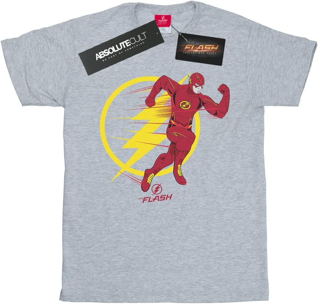 DC Comics Girls The Flash Running Emblem T-Shirt Sport Grey 9-11 Years