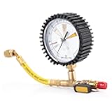 Estink Nitrogen Pressure Test Gauge, 1/4 SAE inch Air Conditioning Refrigeration Nitrogen Pressure Test Pressure Test Table, -1~60Bar, Spherical Valve