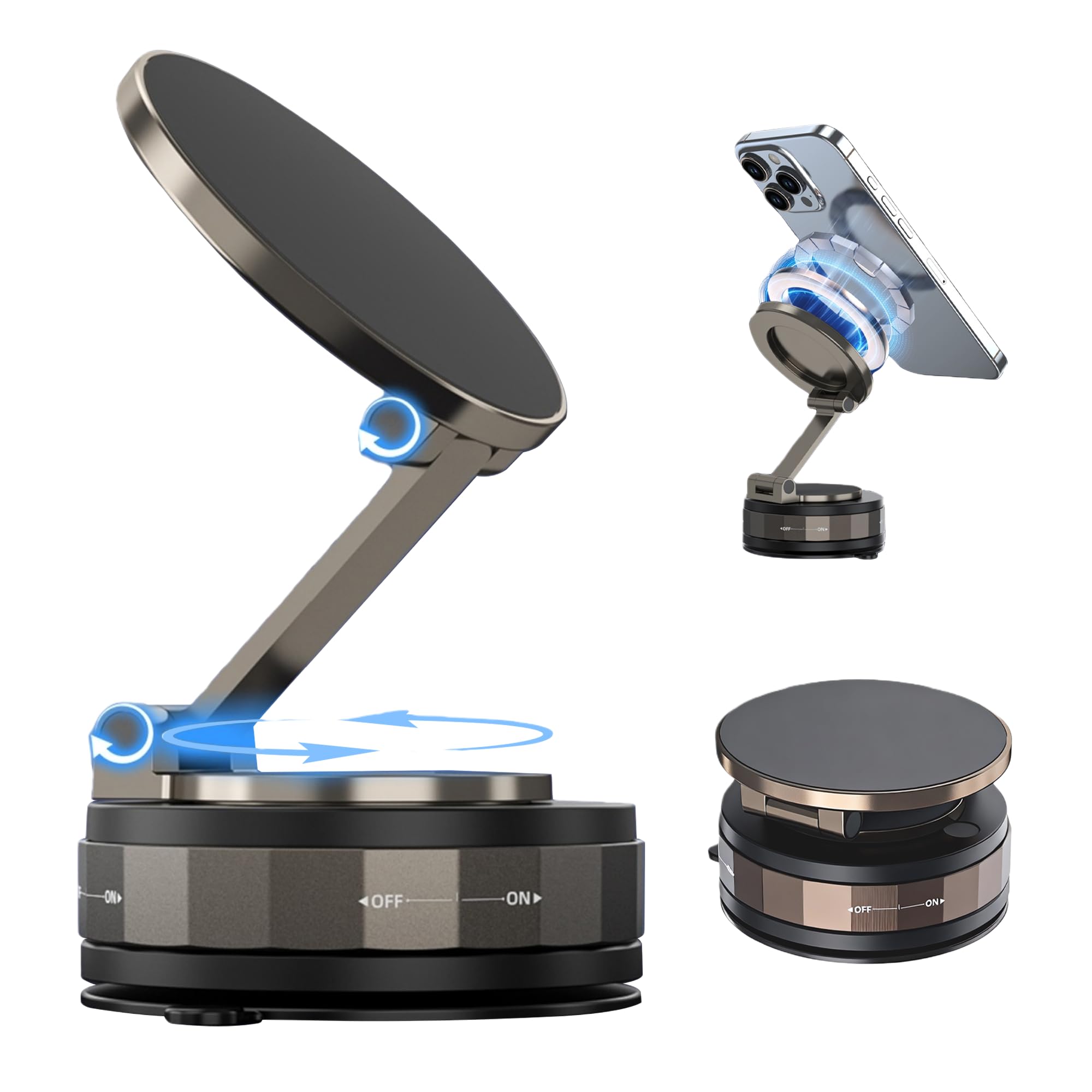 Supporto per telefono da auto, universale, per iPhone 16/15, Samsung S24/S23 e 4-7", girevole a 360° e stabile, nero