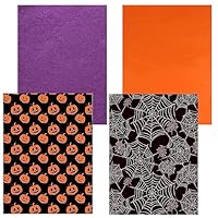Jwssor Halloween Tissue Paper,30sheets Halloween Gift Wrapping Paper,50x30cm Orange Purple Pumpkin and Spiderweb Paper for Halloween DIY Crafts