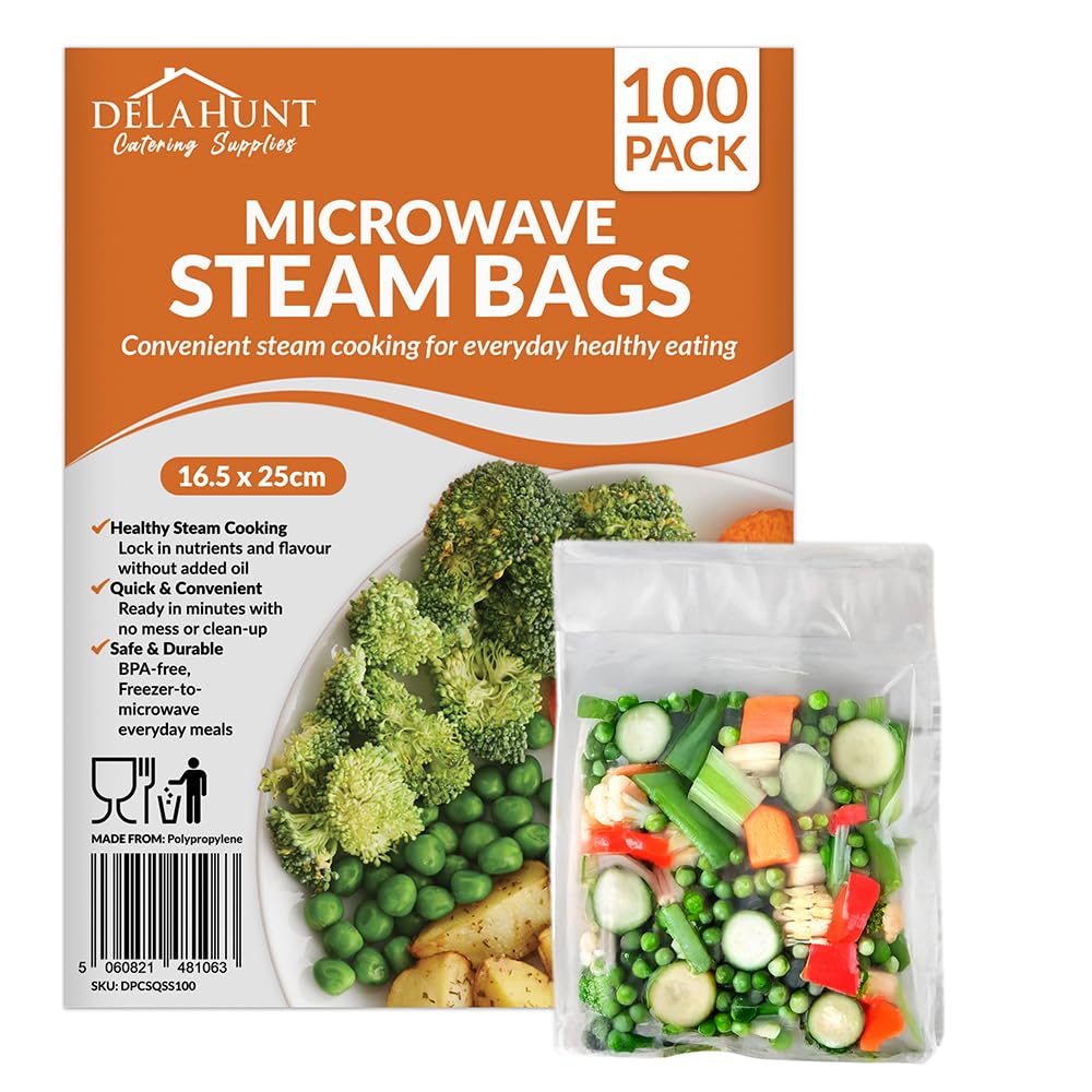 Microwave Steam Bags [100 Pack] – BPA-Free, Food-Grade & Leak-Resistant CPP Plastic | Fast-Steaming Bags for Vegetables, Fish, Chicken, Meal Prep, Batch Cooking & Freezer Storage-image-15