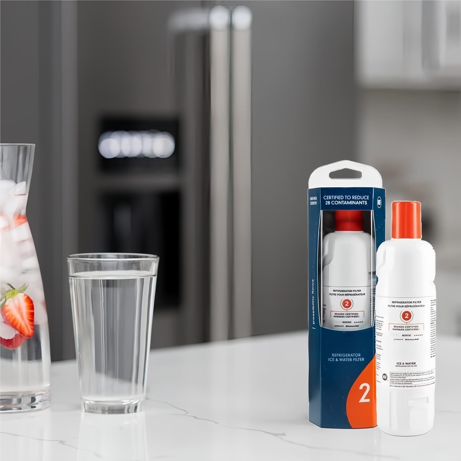 Cartuccia filtro acqua frigorifero, cartuccia filtro di ricambio n. 2 for produttori di ghiaccio e distributori d'acqua, modello EDR2RXD1, 1 pezzo