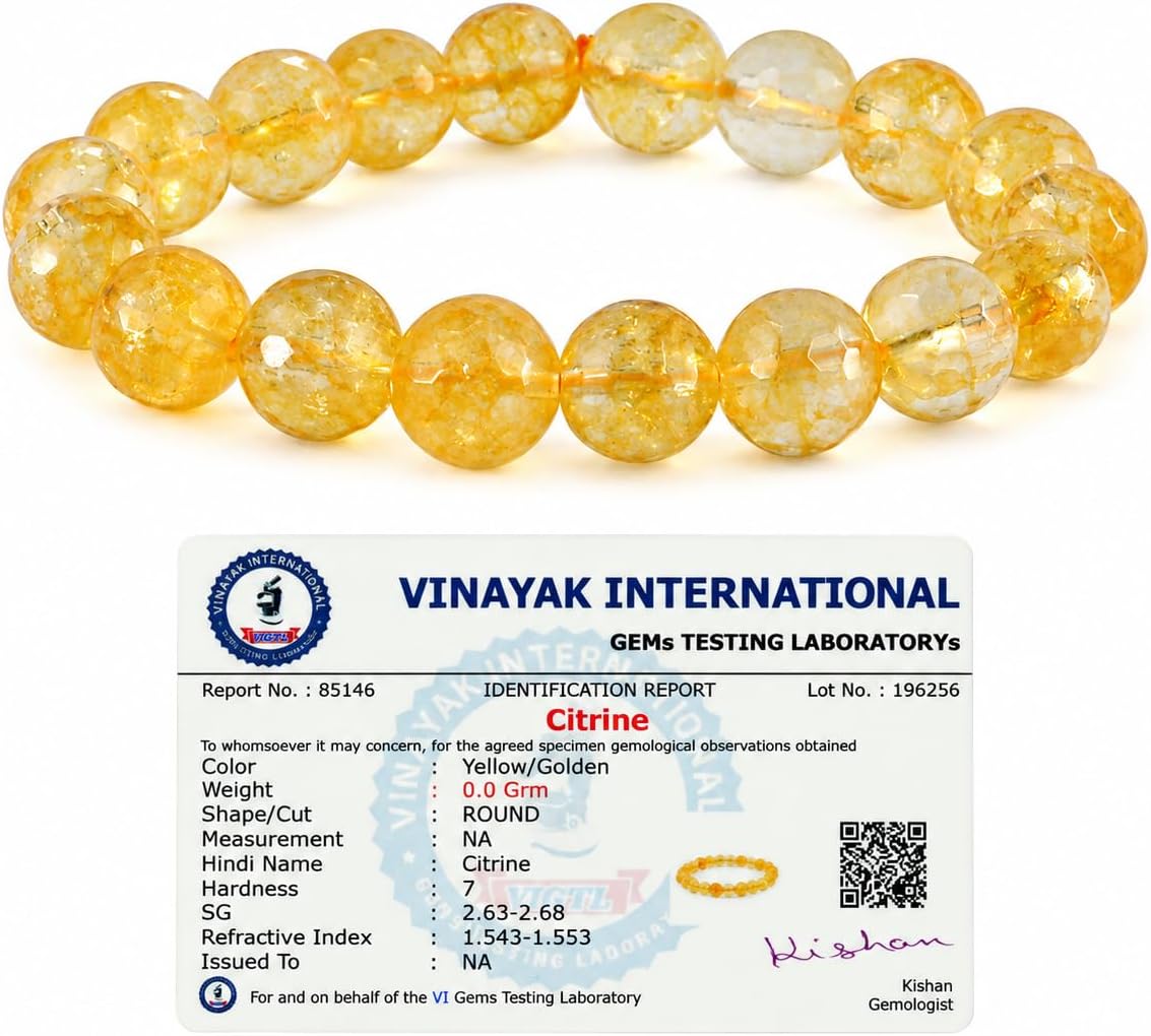 Reiki Crystal Products Certified Natural Crystal Stone Diamond Cut/Faceted 10 mm Beads Bracelet for Men & Women | Reiki Charged Gemstone Jewellery | Multiple Stone Variants Available