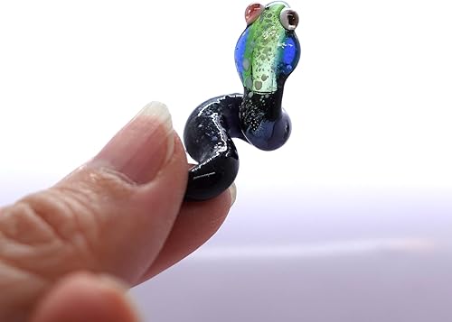 Miniatura 6 de Sansukjai Tiny Snake - Figuras de arte de cristal soplado a mano animales coleccionables decoración del hogar azul y verde