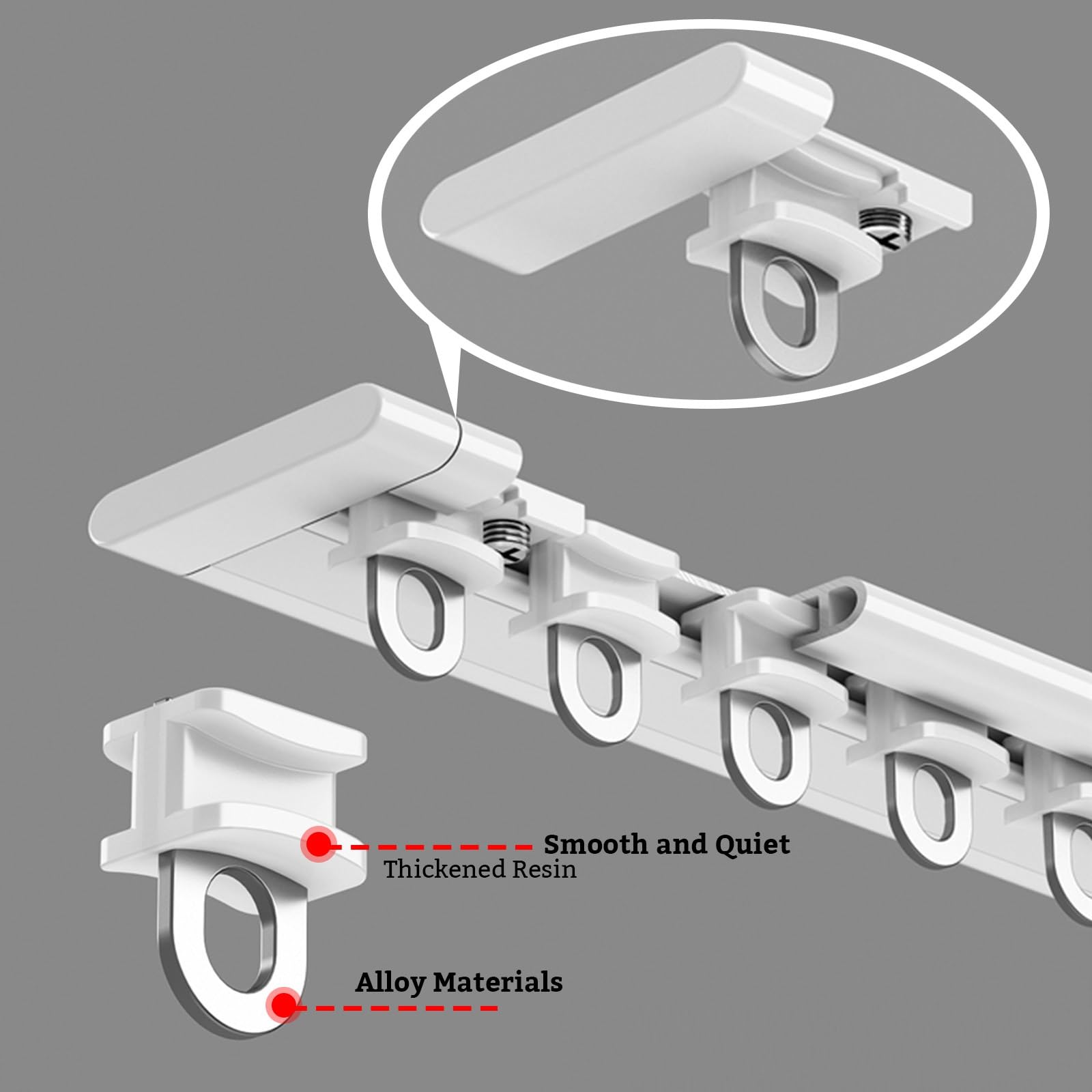 Rail de rideau adhésif – Tringle coulissante sans perçage pour séparateur de pièce, blanc, 4,80 m, idéale pour la séparation de la chambre à coucher et de la salle de bain