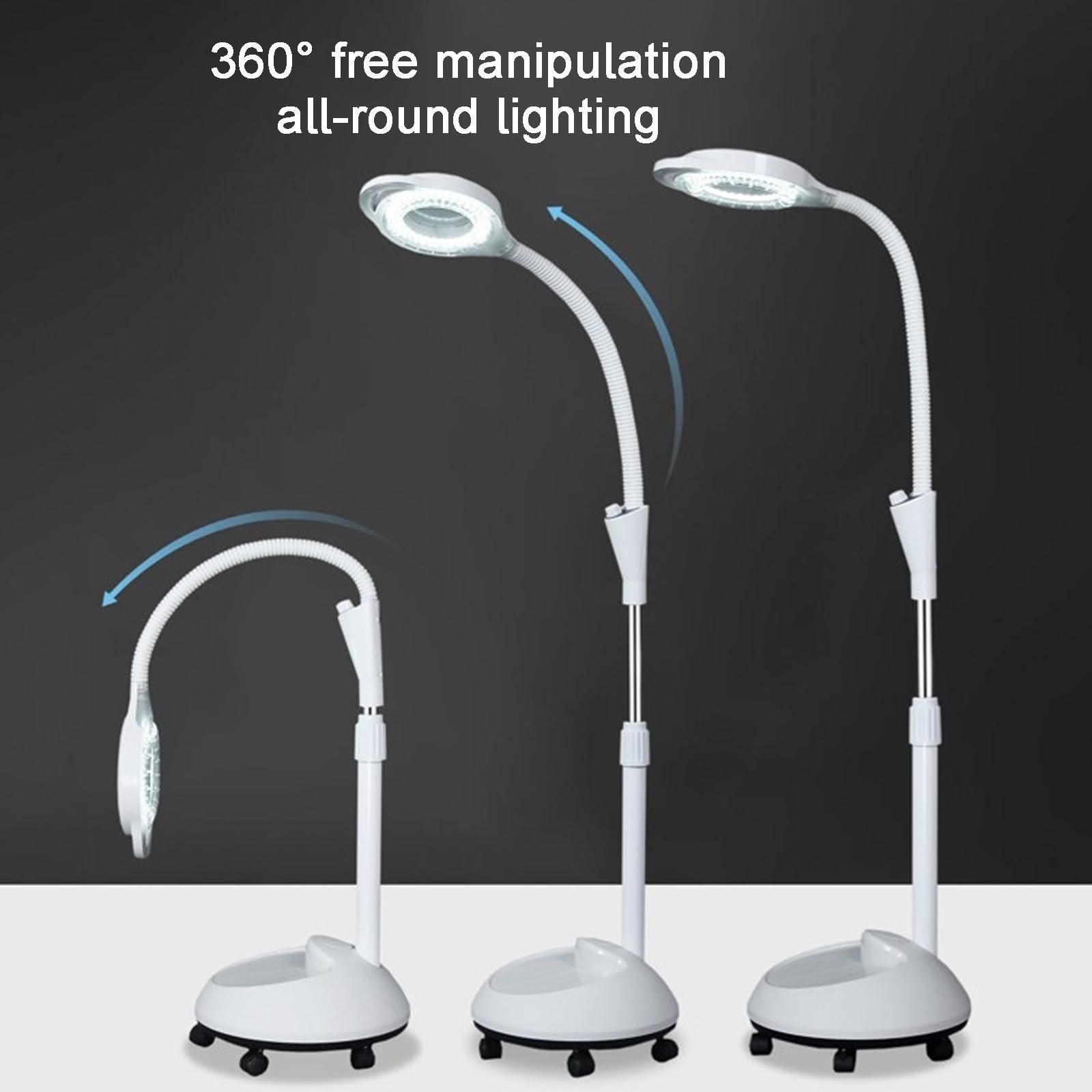 Lampada per Esami Medici Chirurgici Mobili, Lampada Scialitica, con Lente di Ingrandimento 8X, Luce per Visita Flessibile a Collo D'Oca