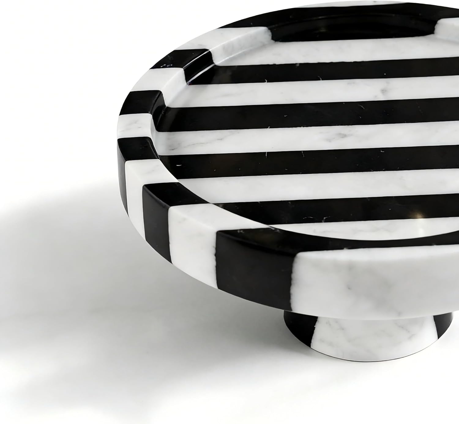 Black White Striped Marble Tray, Elegant Storage Organizer, Jewelry Cosmetic Perfume Display for Vanity, Bathroom, Luxury Dining and Wedding Decor