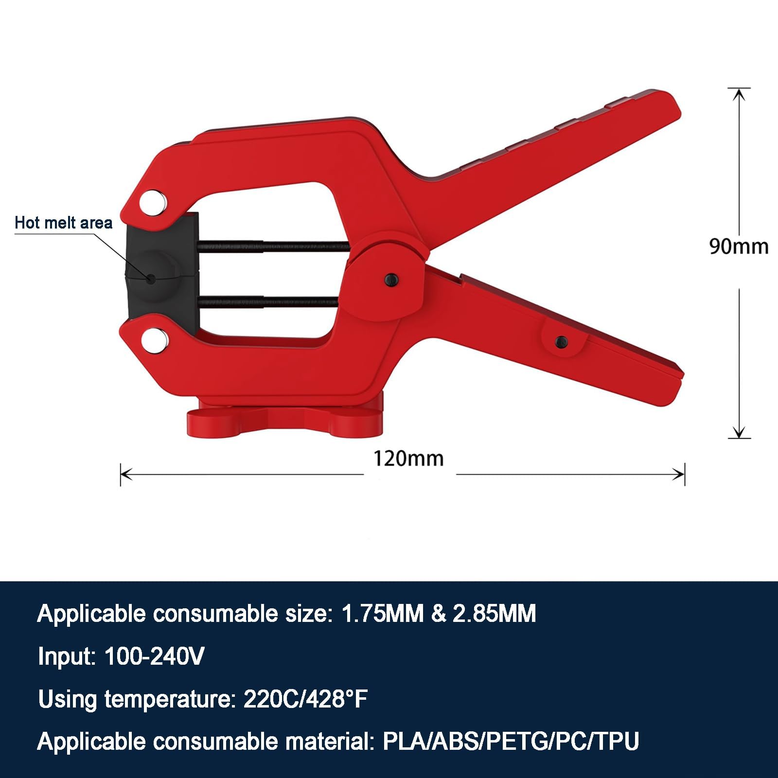 3D-Druck-Filamentschweißgerät, 1,75 mm Filament-Spleißwerkzeug, bis zu 240 ℃ Filament-Fusor und Verbindungsstück, für alle Arten von PLA/ABS/PETG/TPU/PC/PP