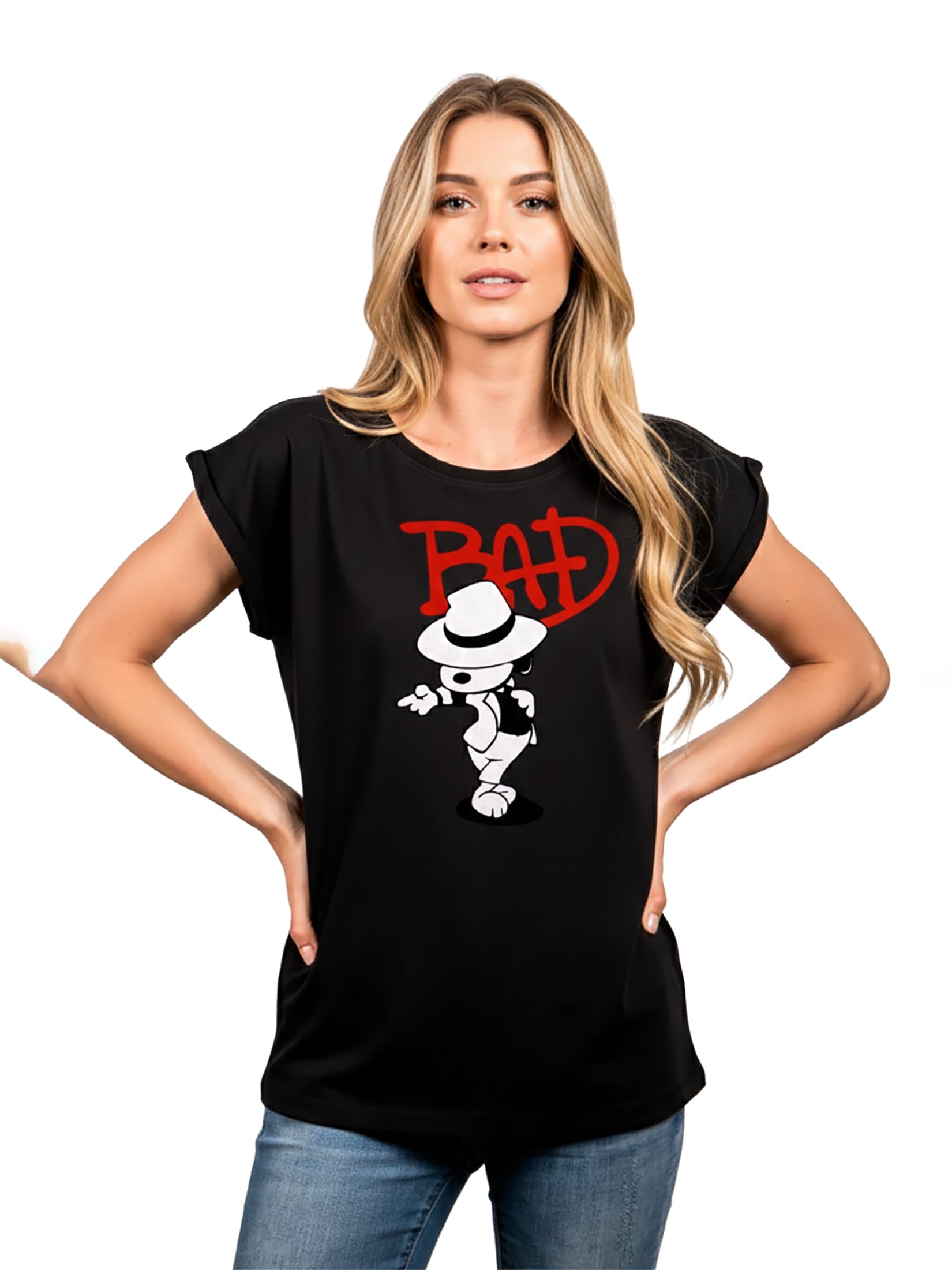 MAKAYA Camiseta para Mujer Manga Corta Casual - Snoop Jackson The Bad Dog
