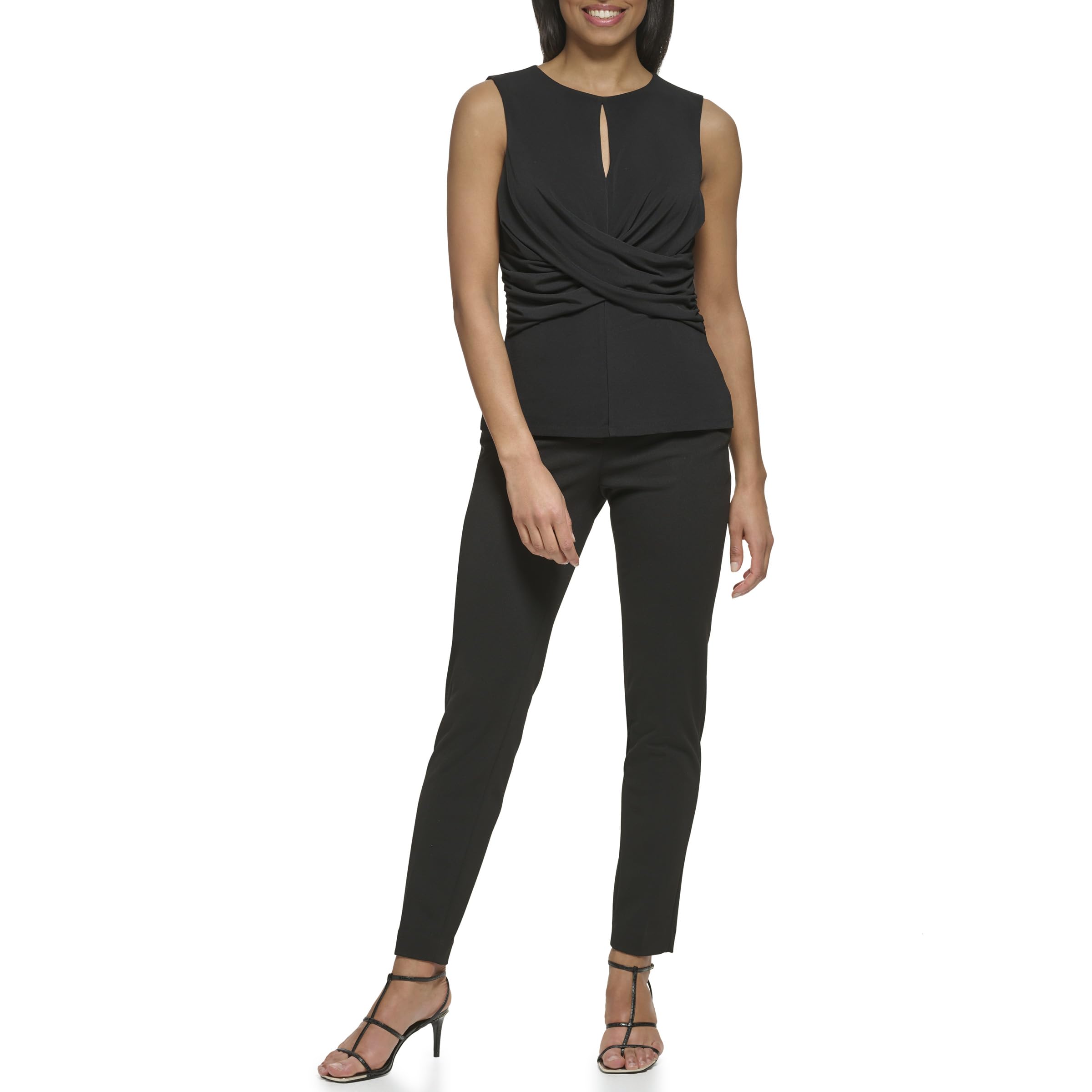 DKNY Sleeveless Crossover Blouse Blusa Cruzada sin Mangas Mujer