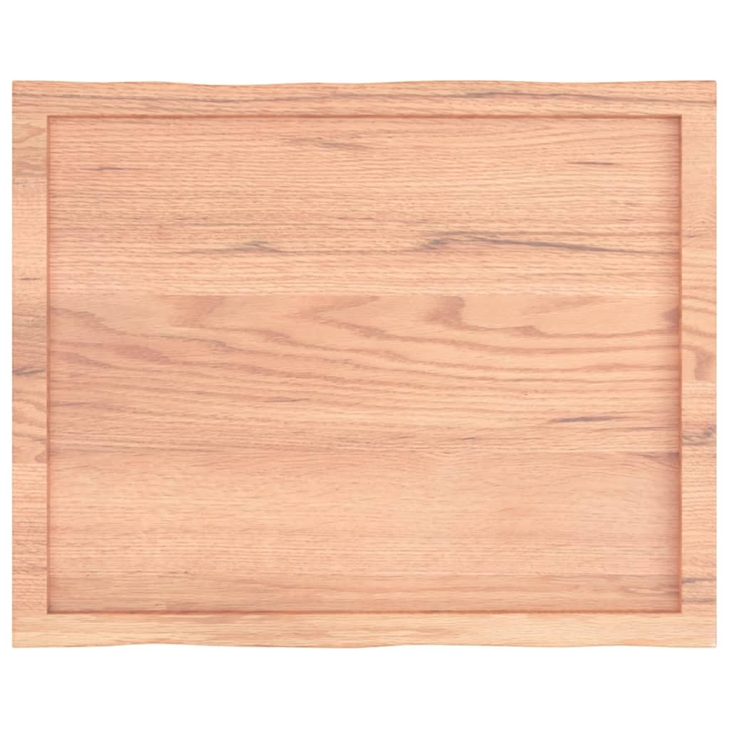 Eiche Tischplatte 80x60 cm handgefertigt mit Baumkante Lackiert Hellbraun Massivholz Arbeitsplatte Küche Esstisch für Wohnzimmer Gastro Büro