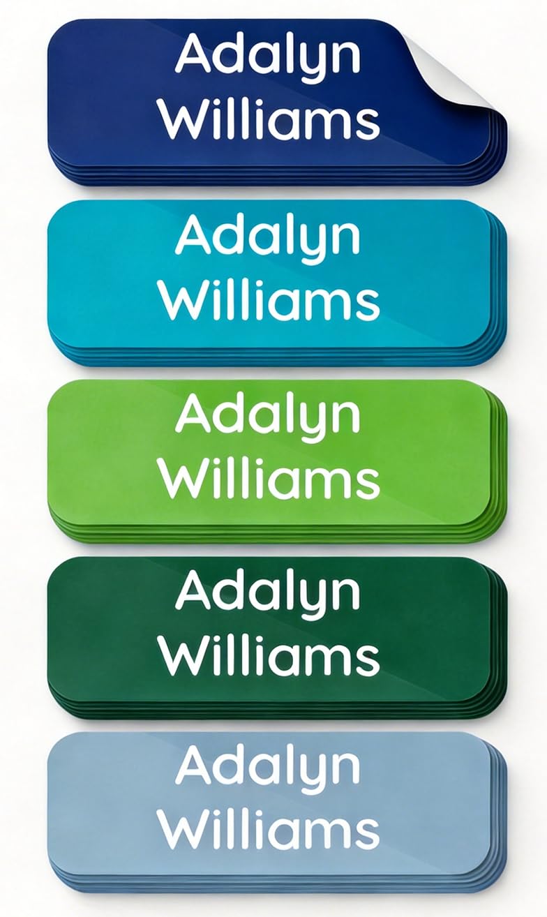 Personalised Waterproof Name Labels Name Sticker Set for Clothes & Items Fits washlabel, Books, Pen, Boxes Washable Tags for Babies, Toddlers Kids (Mystic, 144 Labels (0.6" × 1.7"))