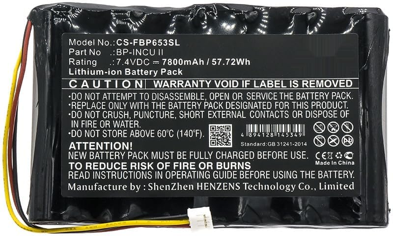 7800mAh/7.4V Replacement Battery for Fluke Radiant Warmer Analyzer Bioal INCU II Incubator BP-INCU II