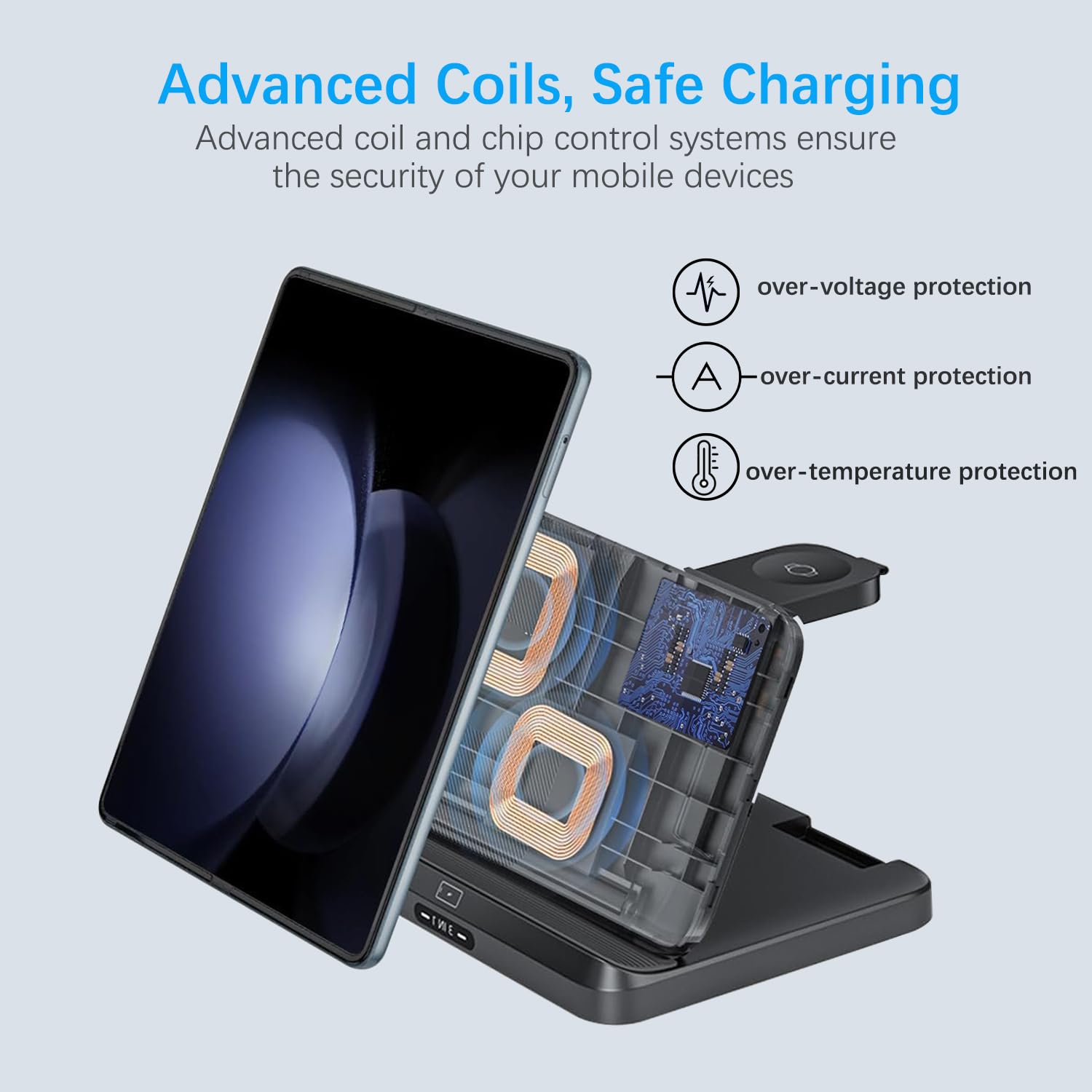 Station de charge sans fil 3 en 1 pliable pour Samsung Galaxy Z Fold 8 Ultra 7 6 - Station de charge rapide pour Galaxy Z Flip 8/Galaxy S26/S26 Ultra/Galaxy Watch/Galaxy Buds