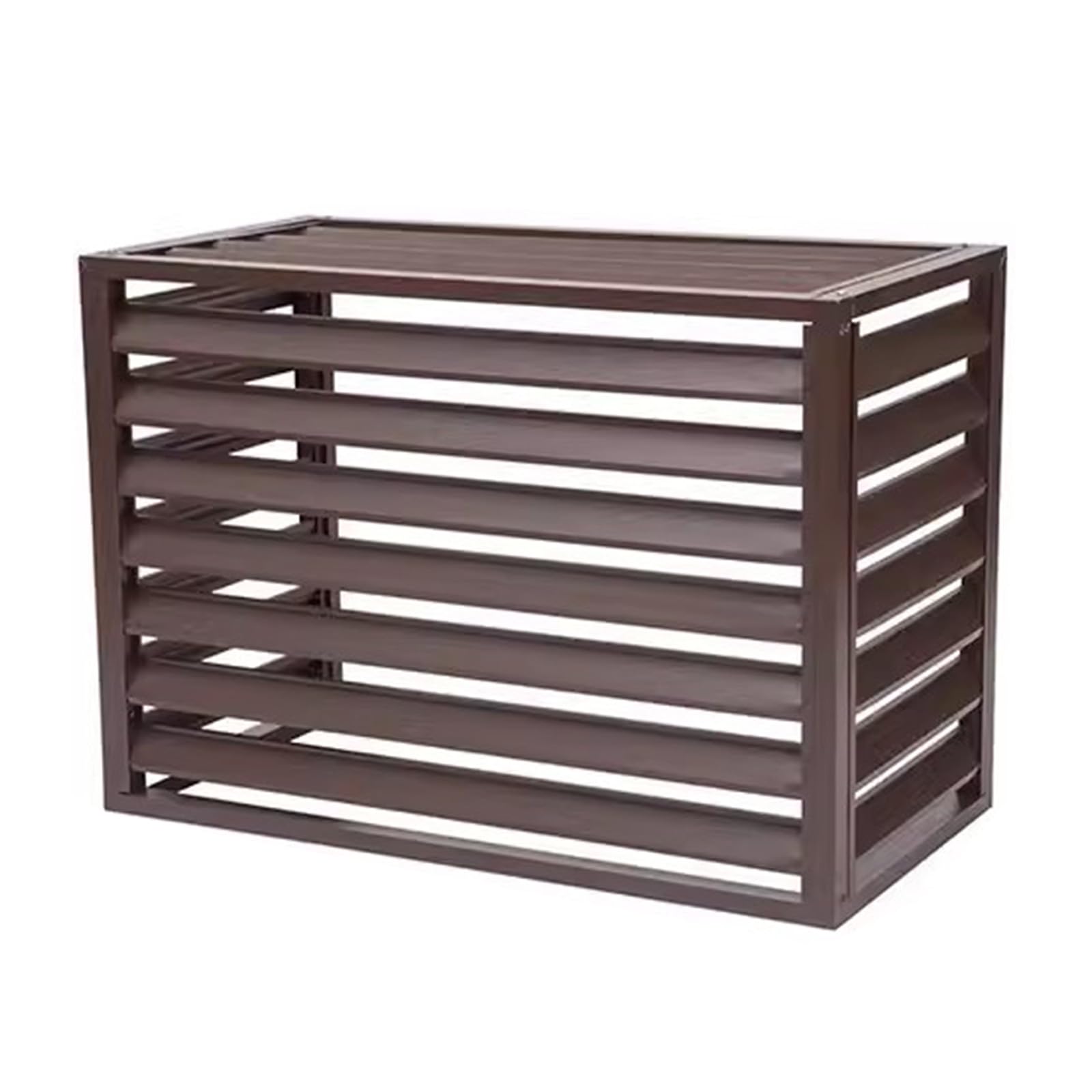 QYMYOZ Outdoor Air Conditioner Covers - All-Weather Sturdy Aluminum AC Unit Protection, Privacy Fence Screen, Outdoor Condenser Cover, Pool Equipment Barrier - Brown