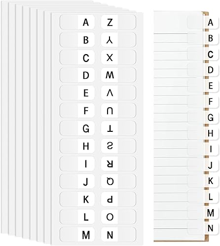 Pestañas A-Z, pestañas adhesivas del alfabeto, pestañas autoadhesivas, ficha de índice alfabético pequeña para cuadernos, libros de texto y