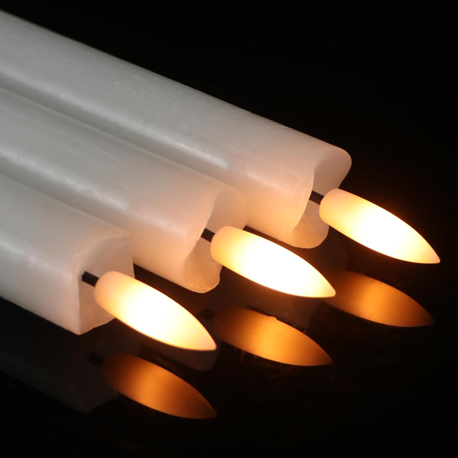 Taper Candles Battery Operated, Flameless Taper Candles with Remote Timer, White Real Wax LED Flameless Candlesticks for Christmas Home Decor(Set of 3, 0.78” x 9.65”)