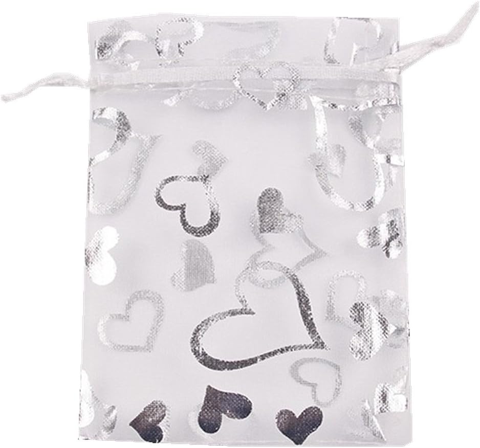 BigbigMall 100Pcs White Organza Drawstring Pouches Jewelry Wedding Favor Gift Bags 2.3"X3.0" 3"X4" White