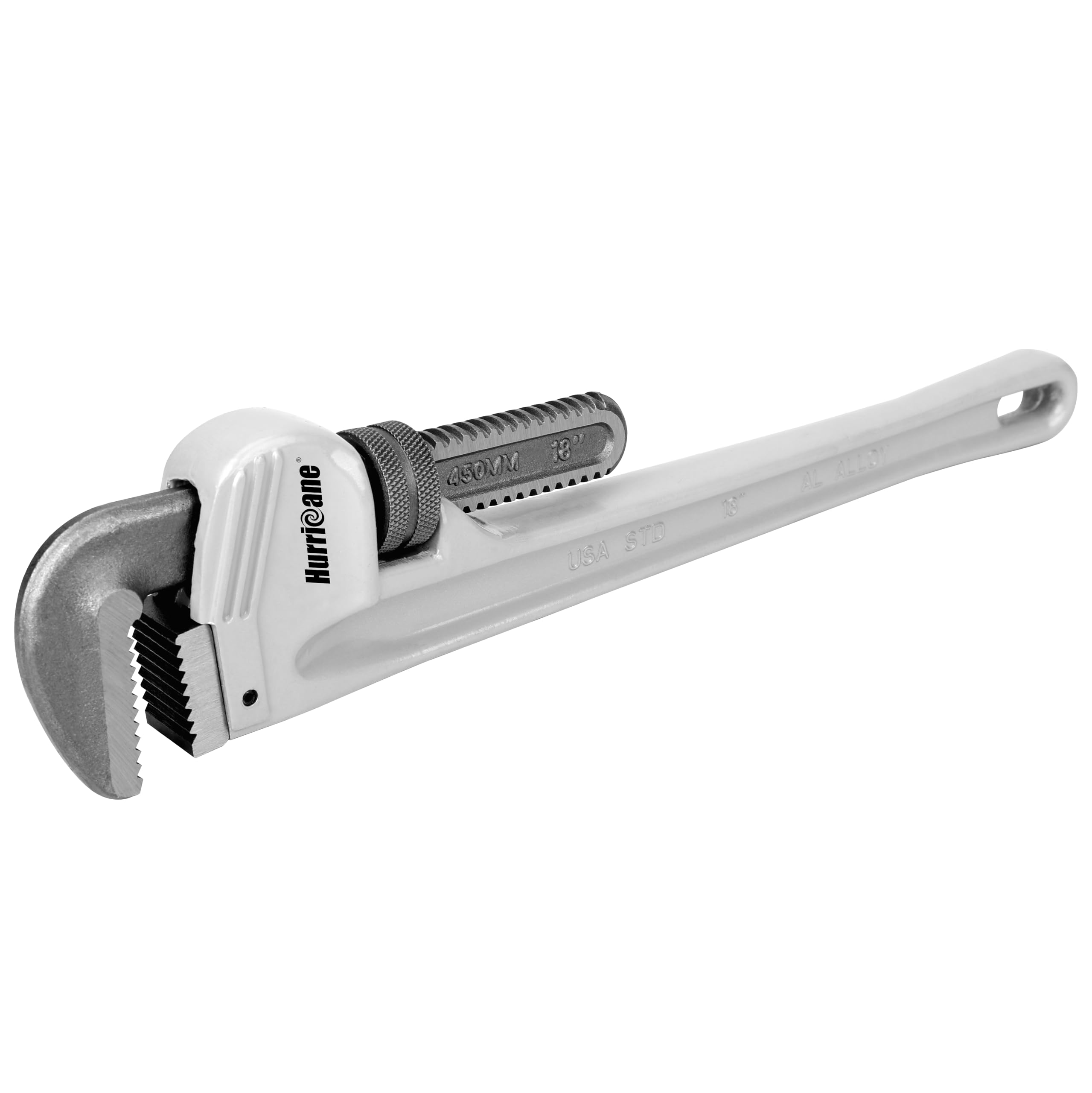 HURRICANE 18-Inch Aluminum Pipe Wrench,Heavy Duty Adjustable Plumbing Wrench,Straight Handle Plumbers Tool,40% Lighter Weight