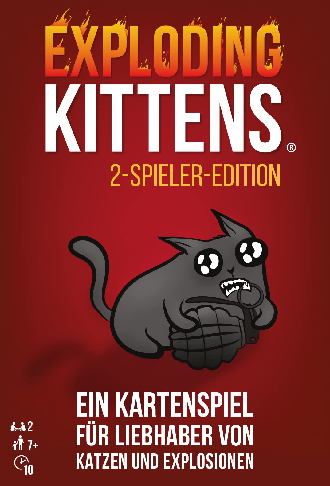 Exploding Kittens, Exploding Kittens edycja dla 2 graczy, gra podstawowa, gra imprezowa, gra karciana, dla 2 graczy, od 7+ lat, 10+ minut, niemiecki