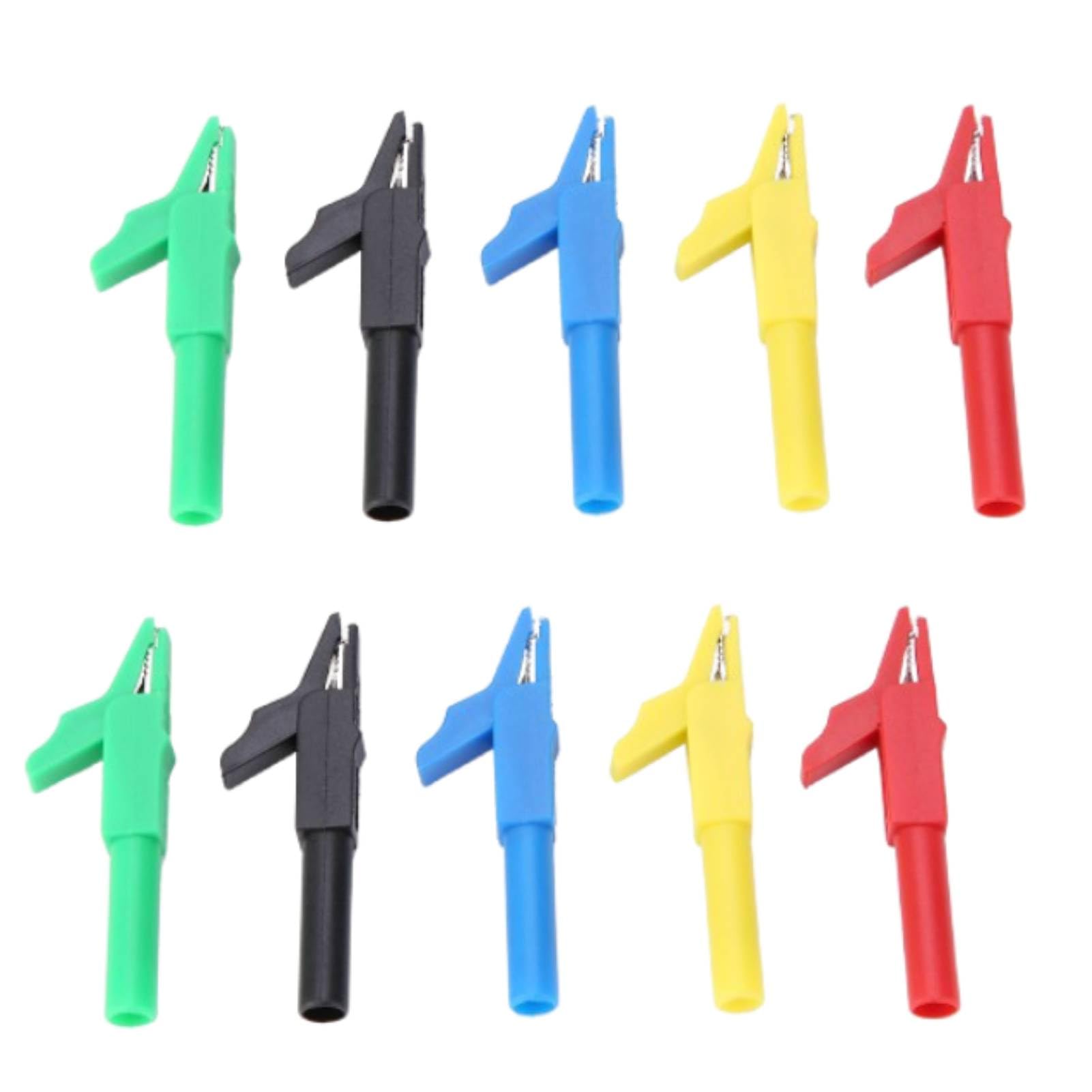 Multimeter Alligator Clips, P2007 10Pcs Full Insulated Crocodile Clips Banana Jack Test Clamp 15A/300V for 4mm Banana Plug