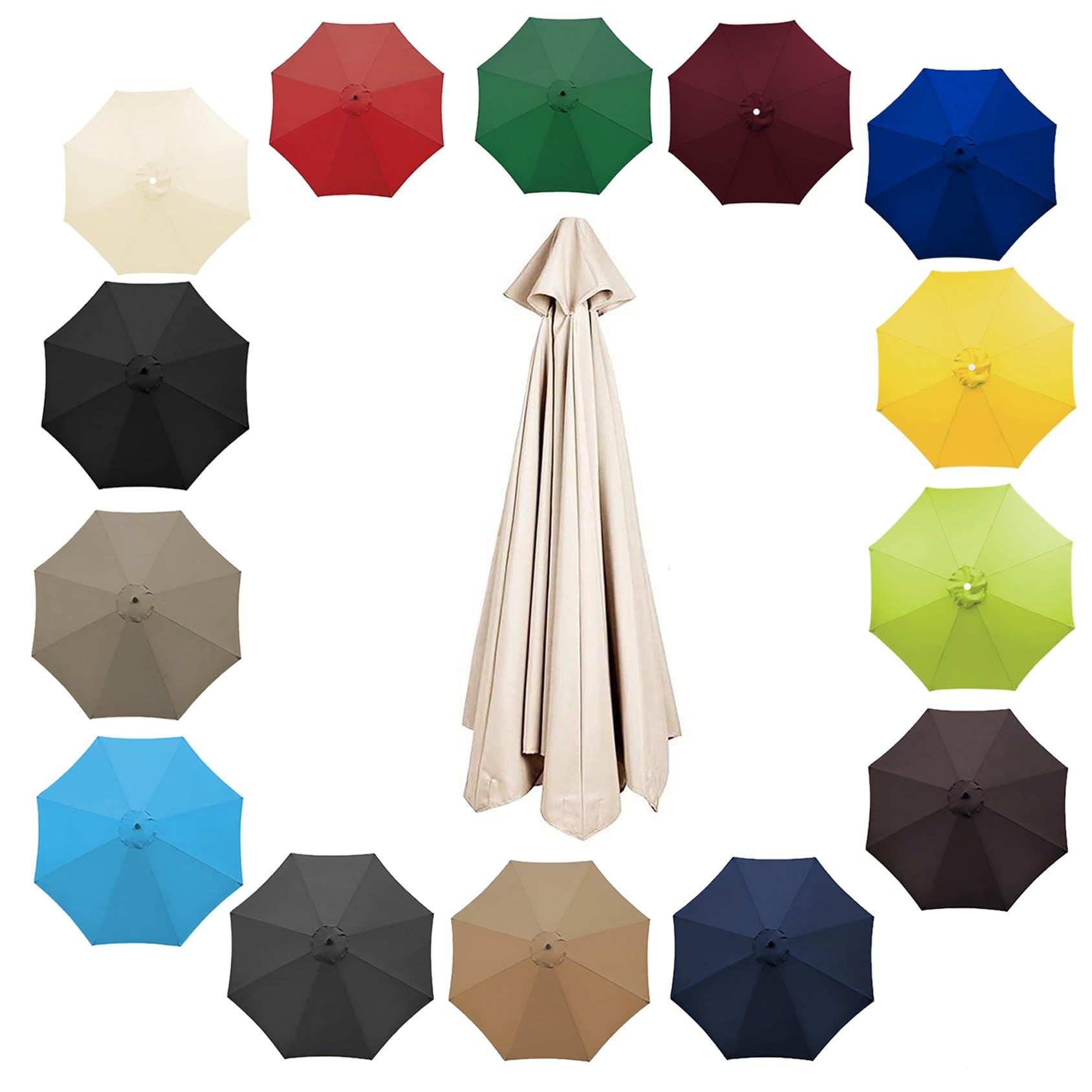 Cmjymx Unisex White 200Cm 2.7M 300Cm Umbrella Replacement Parasol Canopy, Garden Parasol Canopy Cover For Patio Sun Umbrella, 6 Arms/8 Arms Replacement Parasol Cover, Market Table Umbrella Replacement Top(Color:,Siz