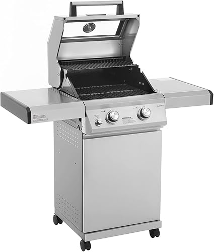 Miniatura 9 de Monument Grills 14633 Parrilla de gas propano líquido de acero inoxidable de 2 quemadores con tapa de visión clara, controles LED Mesa 200