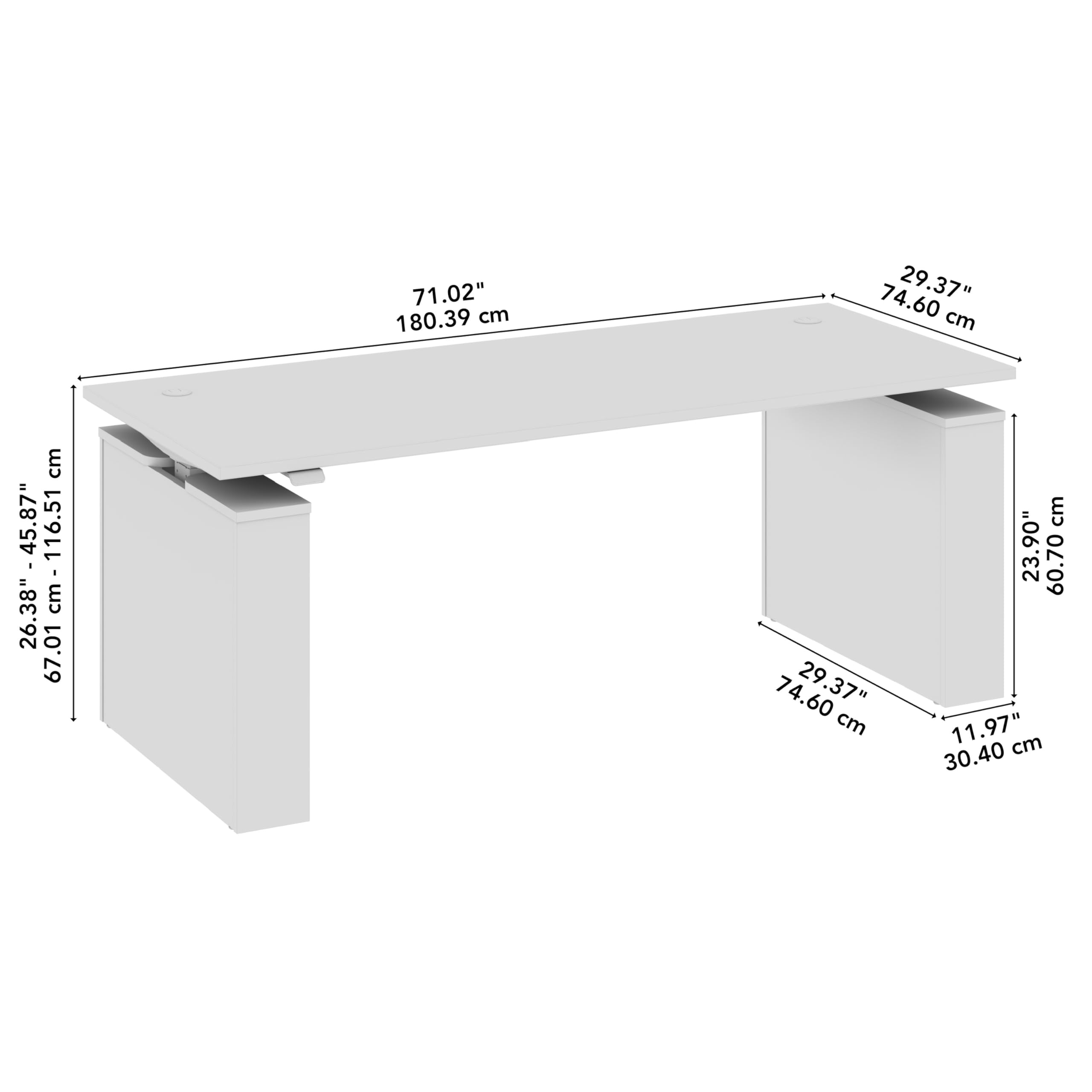 Bush Business Furniture 72-inch Electric Height Adjustable Standing Desk Ergonomic Sit-Stand Computer Table for Home and Professional Office — view 3