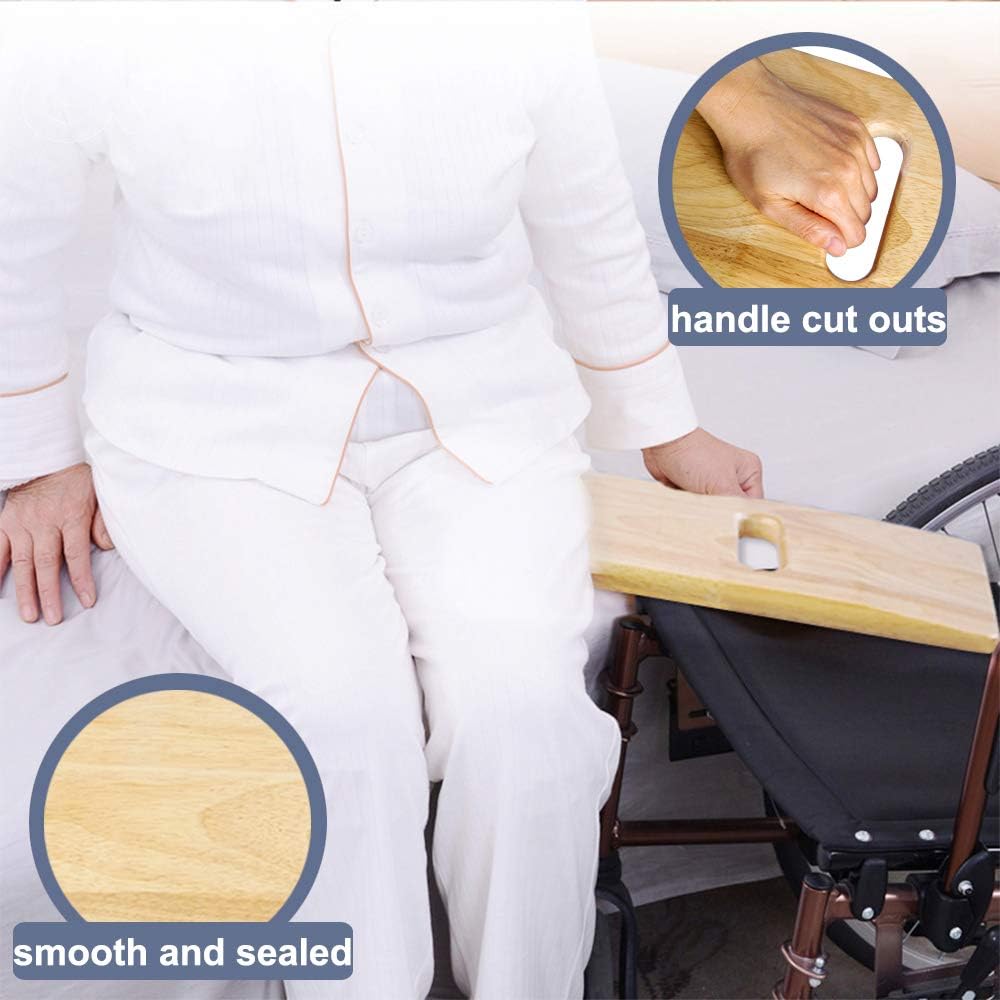 Tabla de transferencia de madera con asas, 500 lb de capacidad, tablas deslizantes resistentes para traslados de personas mayores y handicap, 30 x 8 x 0,7 cm