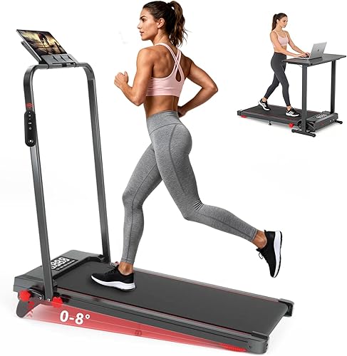 Joxir Walking Pad Treadmill with Incline, 7.5MPH Under Desk Treadmill for Home Office, 360 Lbs Capacity Portable Treadmills with Remote Control, Led Display