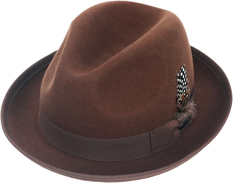 FORBUSITE Wool Felt Wide Brim Fedora Hats for Women Men