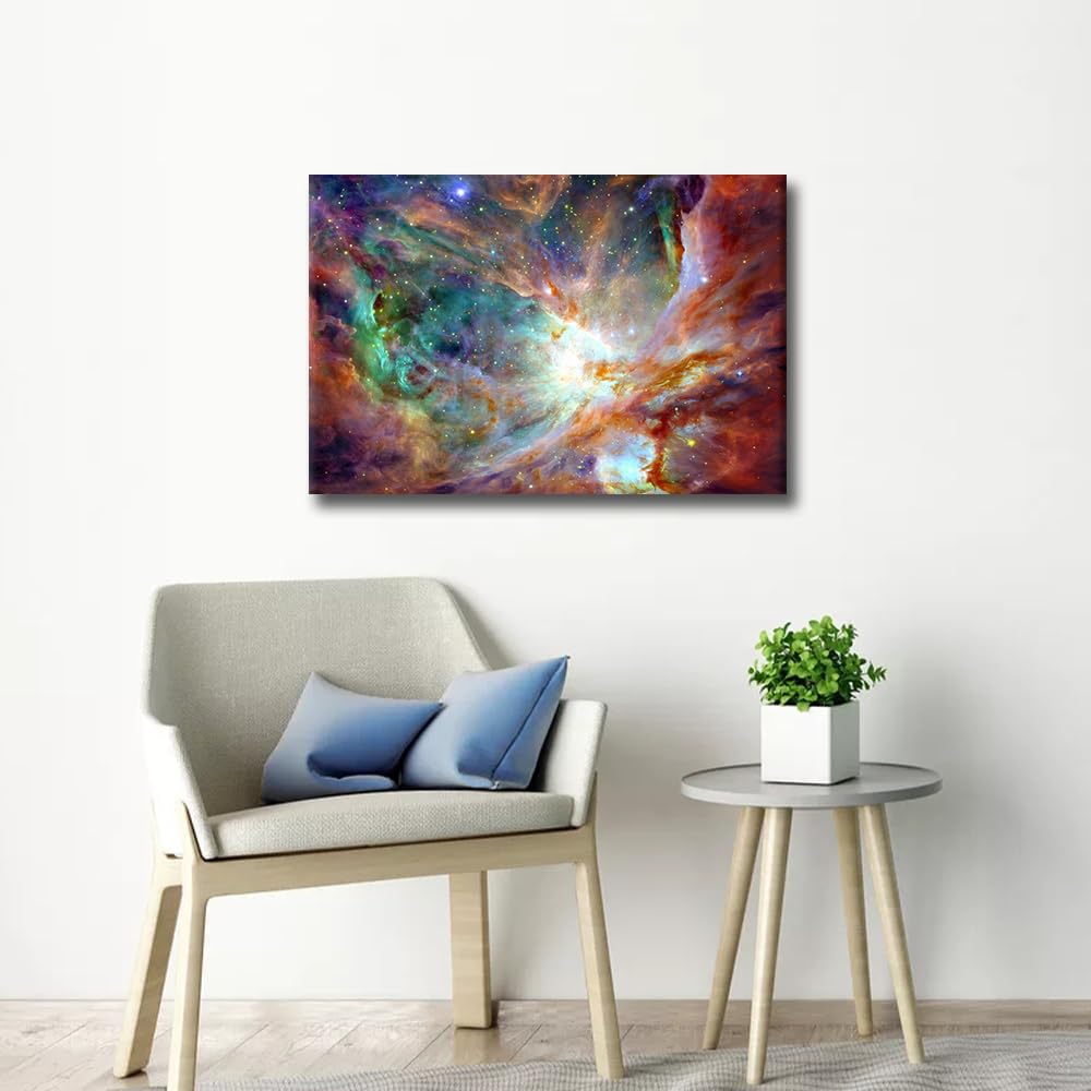 Canvas Wall Art Abstract Planet and Galaxy Pictures Prints Night Sky Clouds Stars Nebula Painting for Living Room Bedroom Decor Contemporary Artwork Home Decor Framed 16x24inch - Image 3