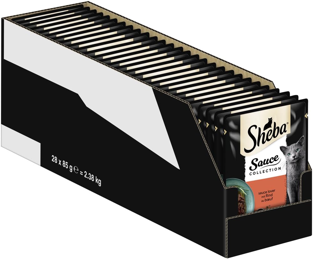 SHEBA Portionsbeutel Nassfutter für Katzen Sauce Collection Sauce Lover mit Rind 28 x 85g