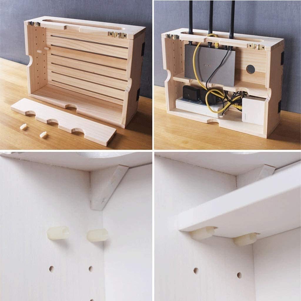 Weißes Wandregal für drahtlose Router, schwimmende WLAN-Router-Box mit Steckdosenschutz, Kabelmanagement (Innendurchmesser: 34 cm)