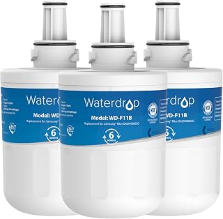 Waterdrop DA29-00003G Refrigerator Water Filter, Replacement for Samsung DA29-00003G, DA29-00003B, DA29-00003A, Aqua-Pure Plus, HAFCU1, RFG237AARS, FMS-1, RS22HDHPNSR, RSG257AARS, WSS-1, 3 Filters