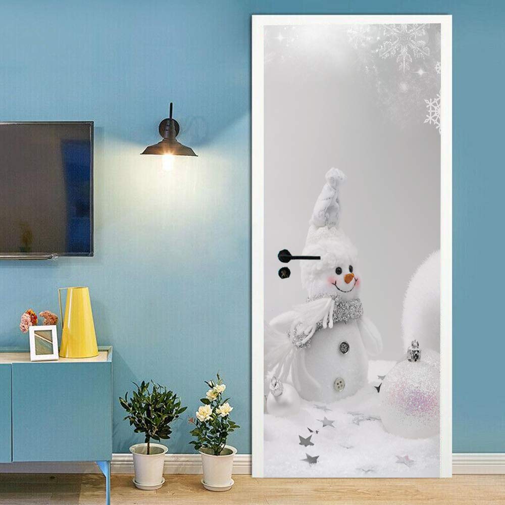 Sticker de porte noel imperméable et amovible grand format déco escalier intérieur