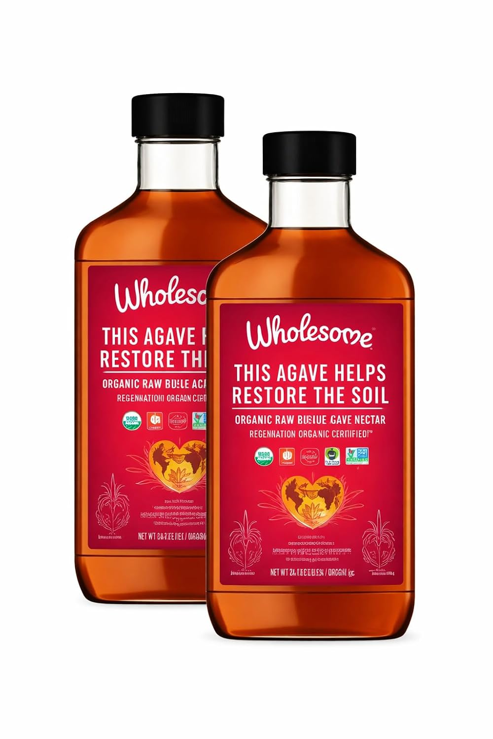 Wholesome Sweeteners 44-Ounce Organic Raw Blue Agave Nectar, Fair Trade, 100% Pure, Non GMO, Gluten Free & Vegan, 2 Pack