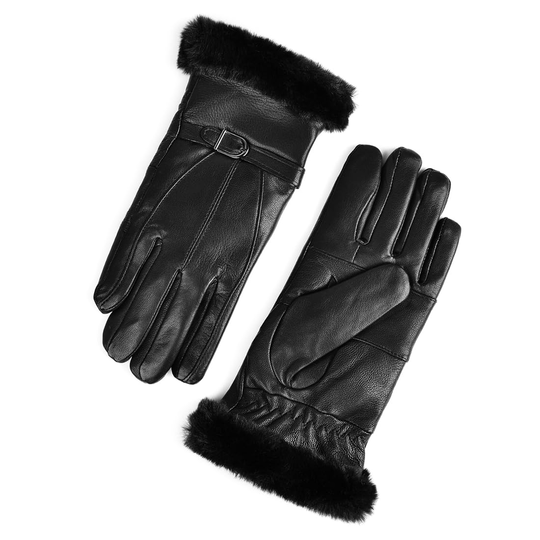 Harssidanzar Guanti in pelle da donna Guanti caldi invernali Guanti in pelle da abito Guanti in pelle foderati di pelliccia Guanti in pelle invernali SL022EU