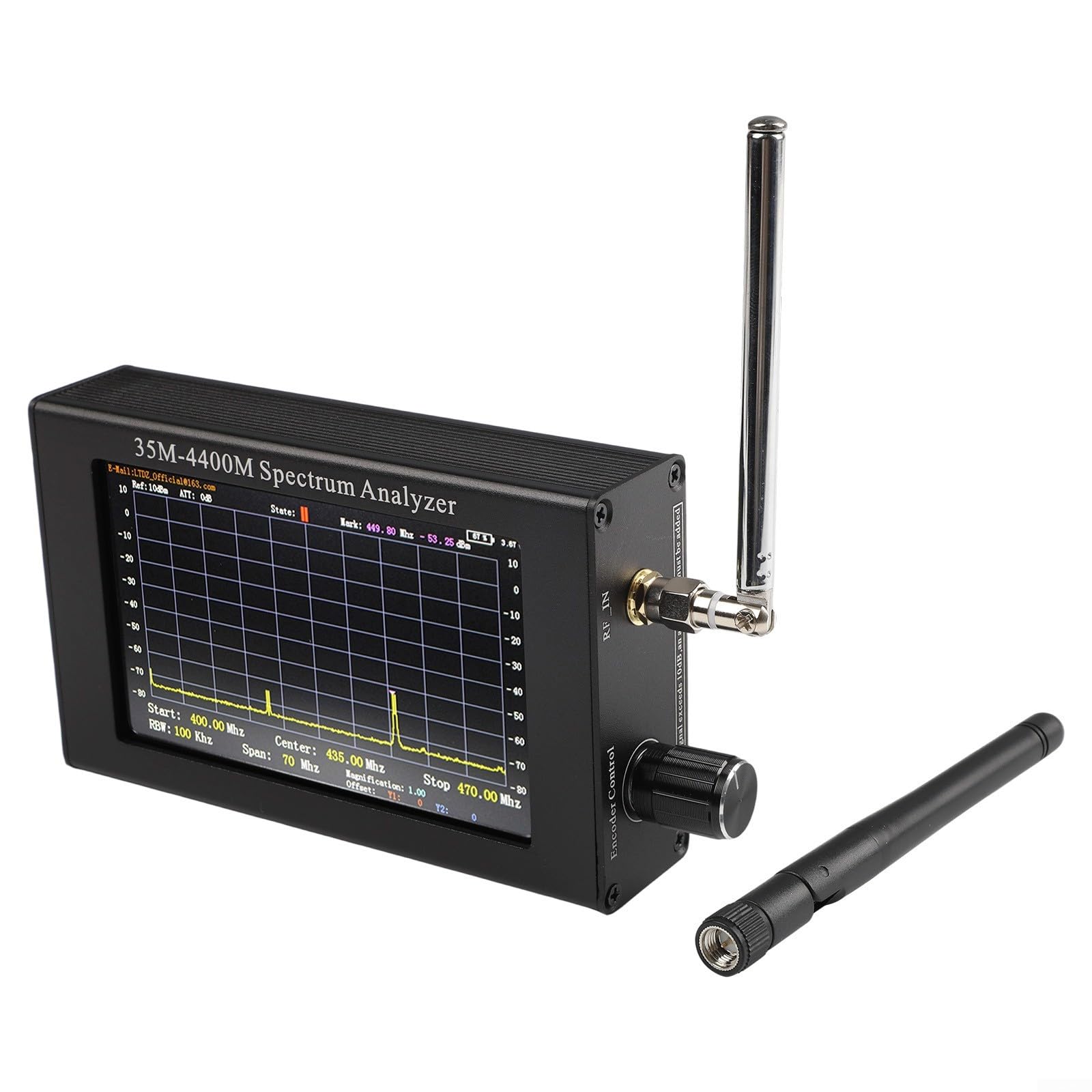 Analyseur de spectre, 35M-4400M Analyseur de spectre avec TFTLCD de 4,3 pouces, analyseur de fréquence minuscule portatif