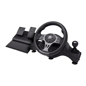 Trust GXT 289 Steering Wheel for Gaming PC, Xbox Series X/S, PS4, Nintendo Switch, Racing Wheel with Pedals, Paddle Shifters, Gear Stick, Vibration Feedback, for Farming Simulator / F1 / Gran Turismo