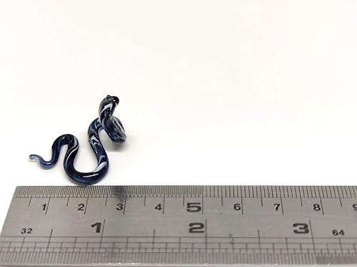 Miniatura 2 de Sansukjai Estatuillas pequeñas de serpiente soplado a mano, animales artísticos, regalo coleccionable, decoración del hogar (negro)