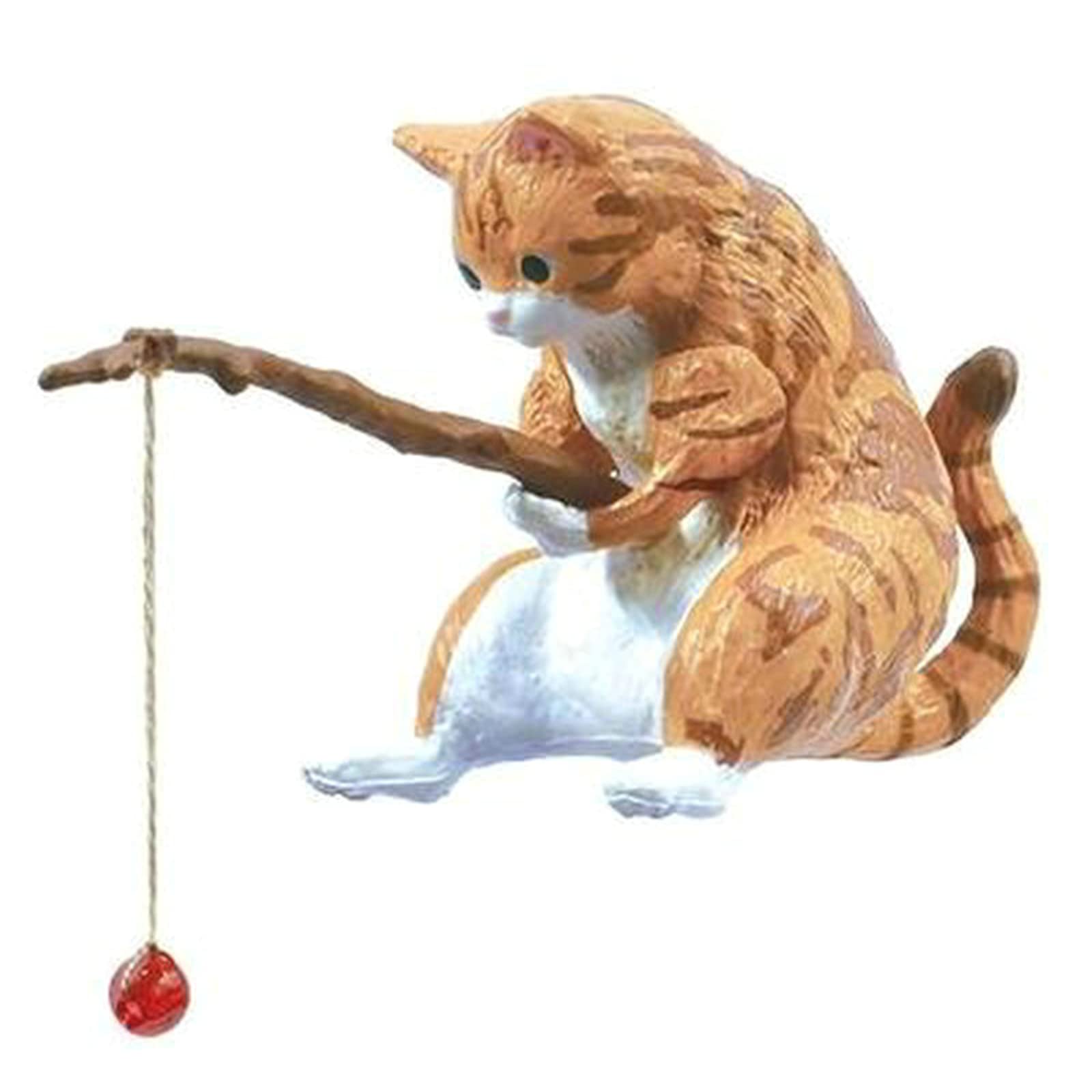 hogtnd Fishing Cats Ornaments Aquarium Decoration Fish Tanks Landscaping Cartoon Cats Statue Miniature Resin Figure Home Decorations Aquarium Decoration