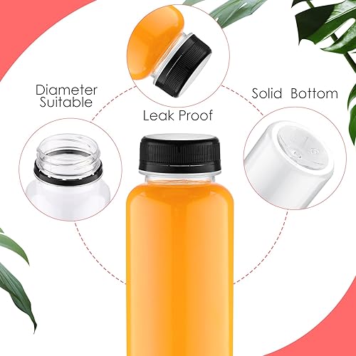 Miniatura 3 de Tanlade Paquete de 200 botellas de plástico para jugos con tapas, recipientes transparentes reutilizables para bebidas con tapas, botellas vacías de