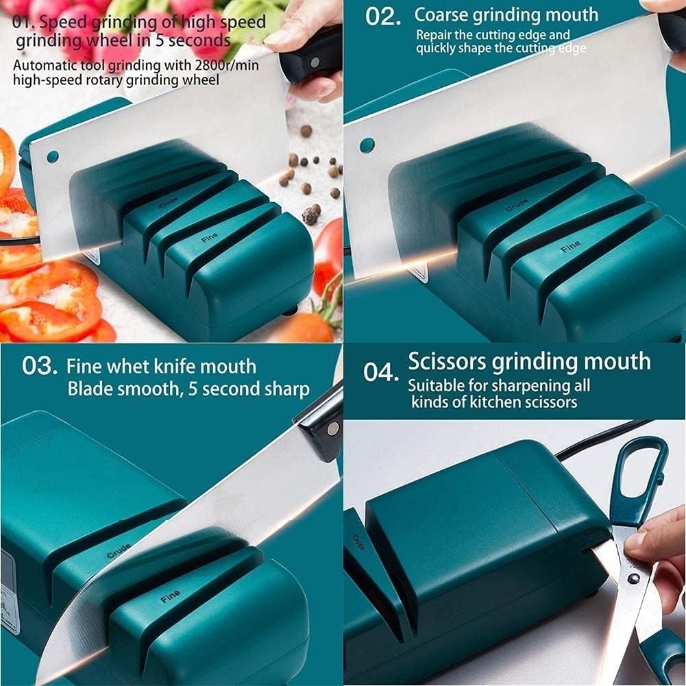 Electric Knife Sharpener - Kitchen Professional Blade and Scissor Sharpening Tool - Chef's Best Choice Sharpeners - Diamond Tungsten Steel Ceramic Non-Slip